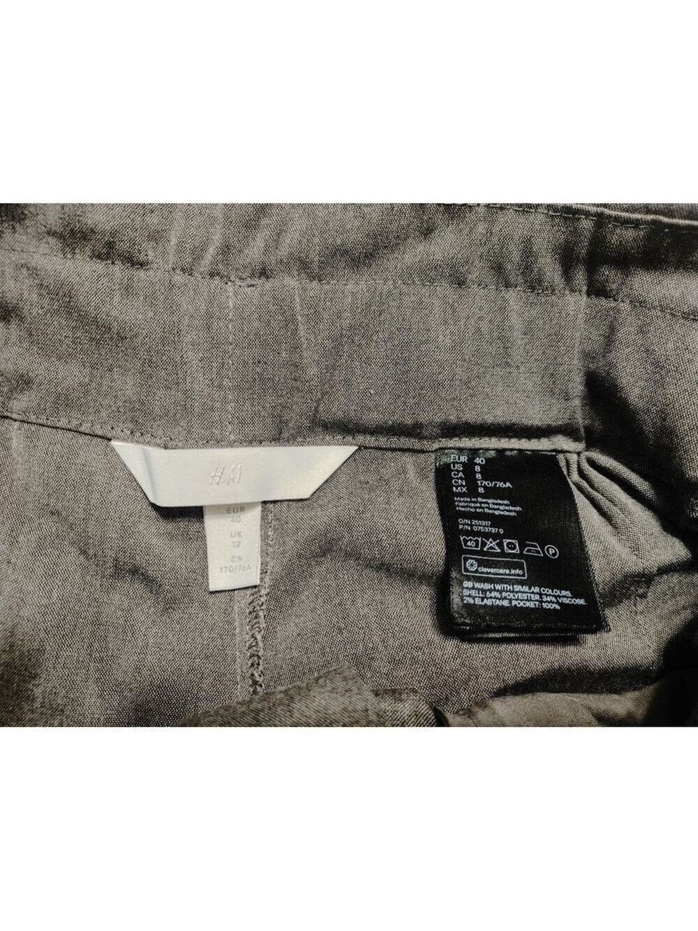 Women's H&M High Waisted Ankle Length Gray Tie Trousers Size 8 - Picture 3 of 8